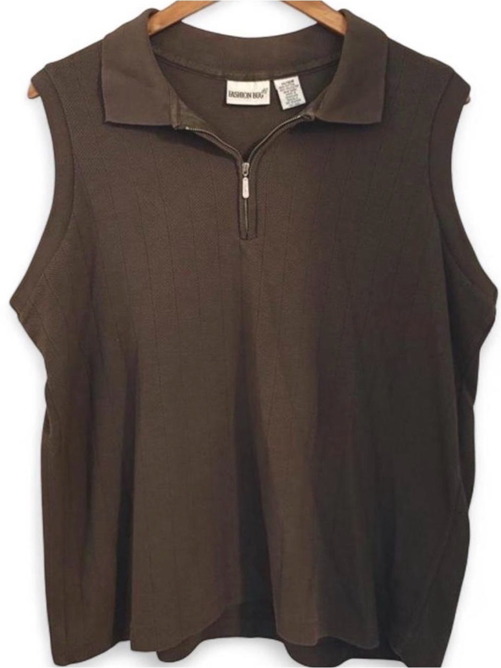 Y2K Fashion Bug Army Green Sleeveless Polo Top with Zip